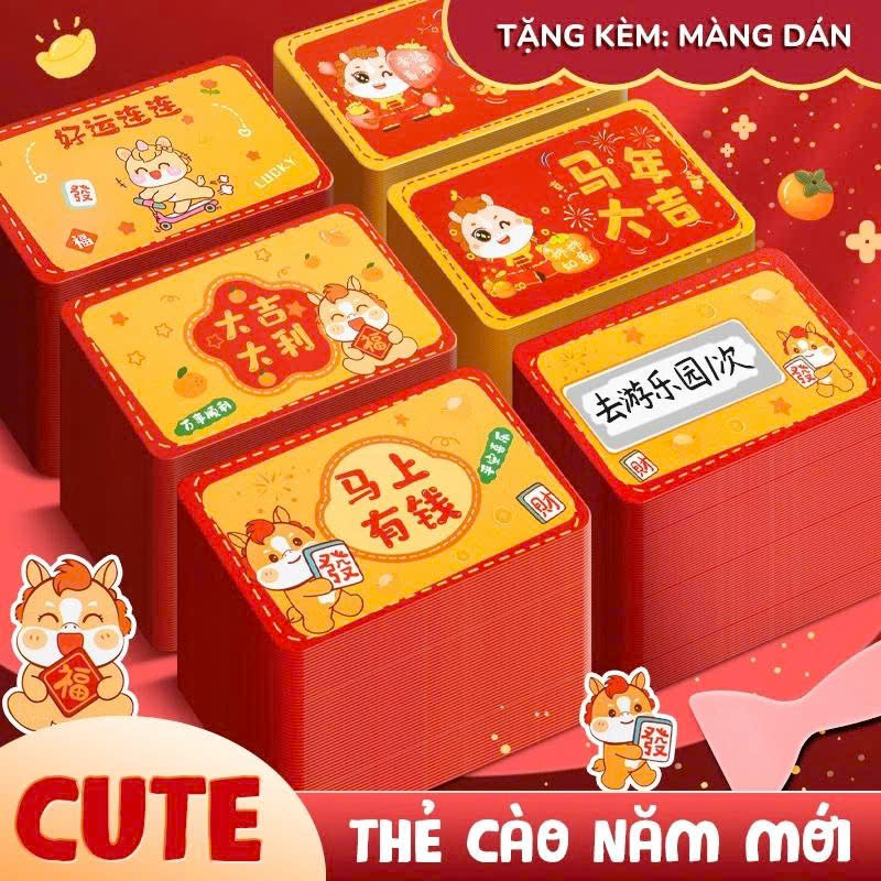 [HOT]Thẻ cào năm Ngựa – thiệp quà tặng dễ thương, trang trí rực rỡ, mang ý nghĩa lời chúc may mắn và tốt lành