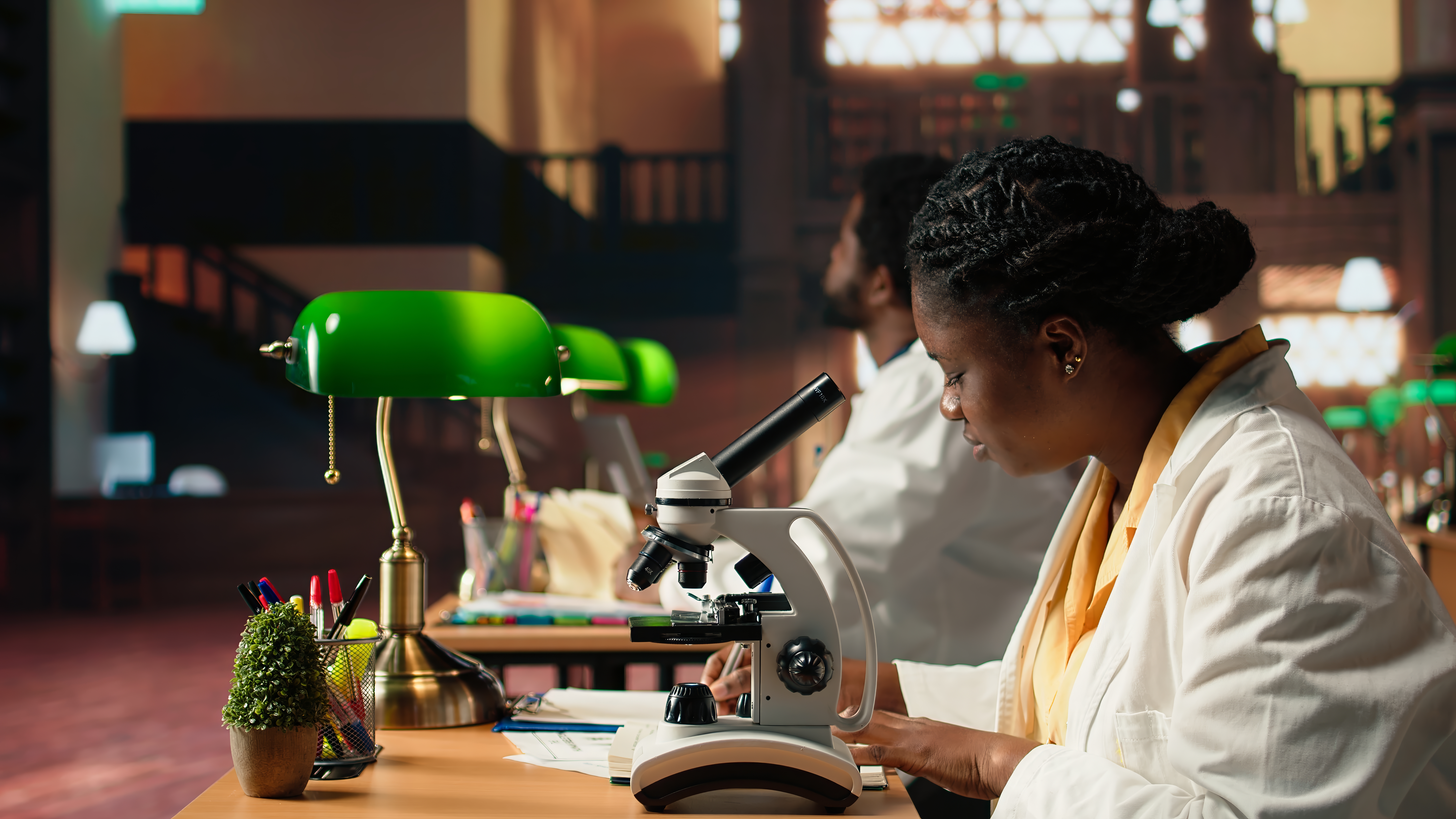 female-student-working-with-microscope-prepare-microbiology-lessons