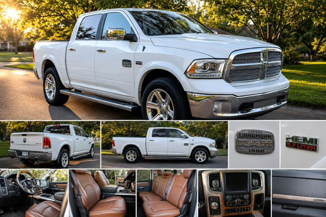 2016 RAM 1500 Laramie Longhorn — rebuilt & branded title, 57% below market