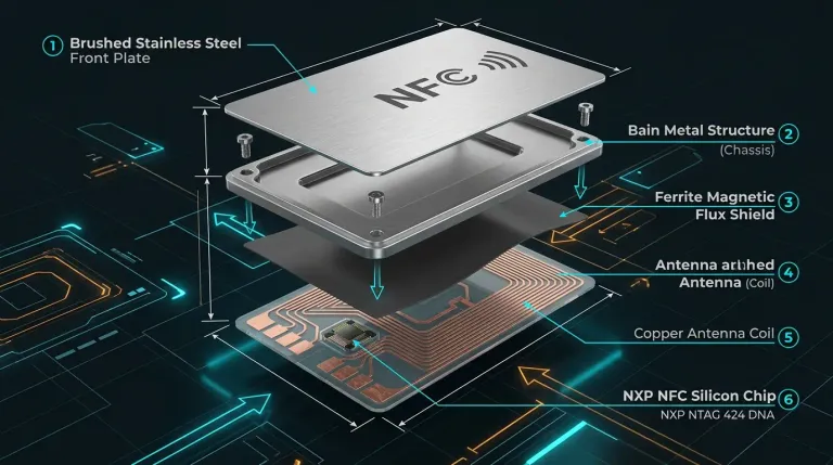 Diagram of metal NFC ferrite shielding Diagram of metal NFC ferrite shielding