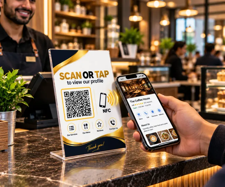 Customer Tapping Mobile Phone at Counter Standee (Contactless NFC Tap Demo) thumbnail
