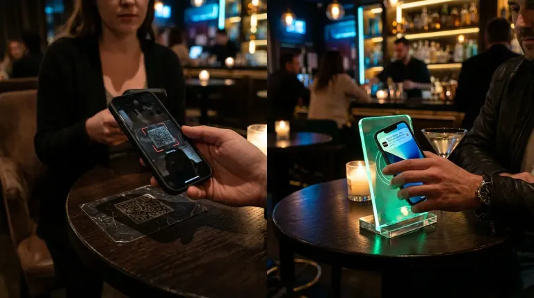 Comparison of QR and NFC technology in lowlight conditions at a restaurant Comparison of QR and NFC technology in lowlight conditions at a restaurant