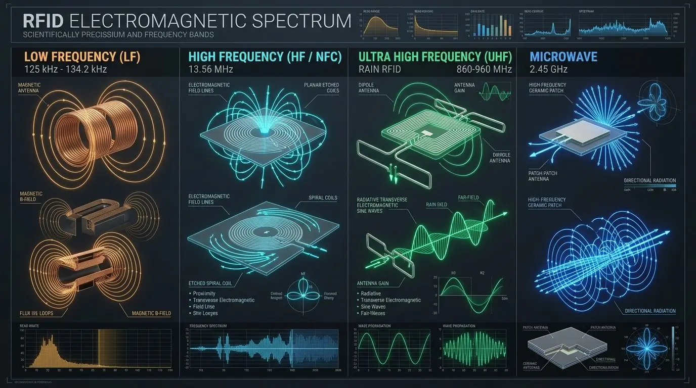 RFID frequency bands in the electromagnetic spectrum