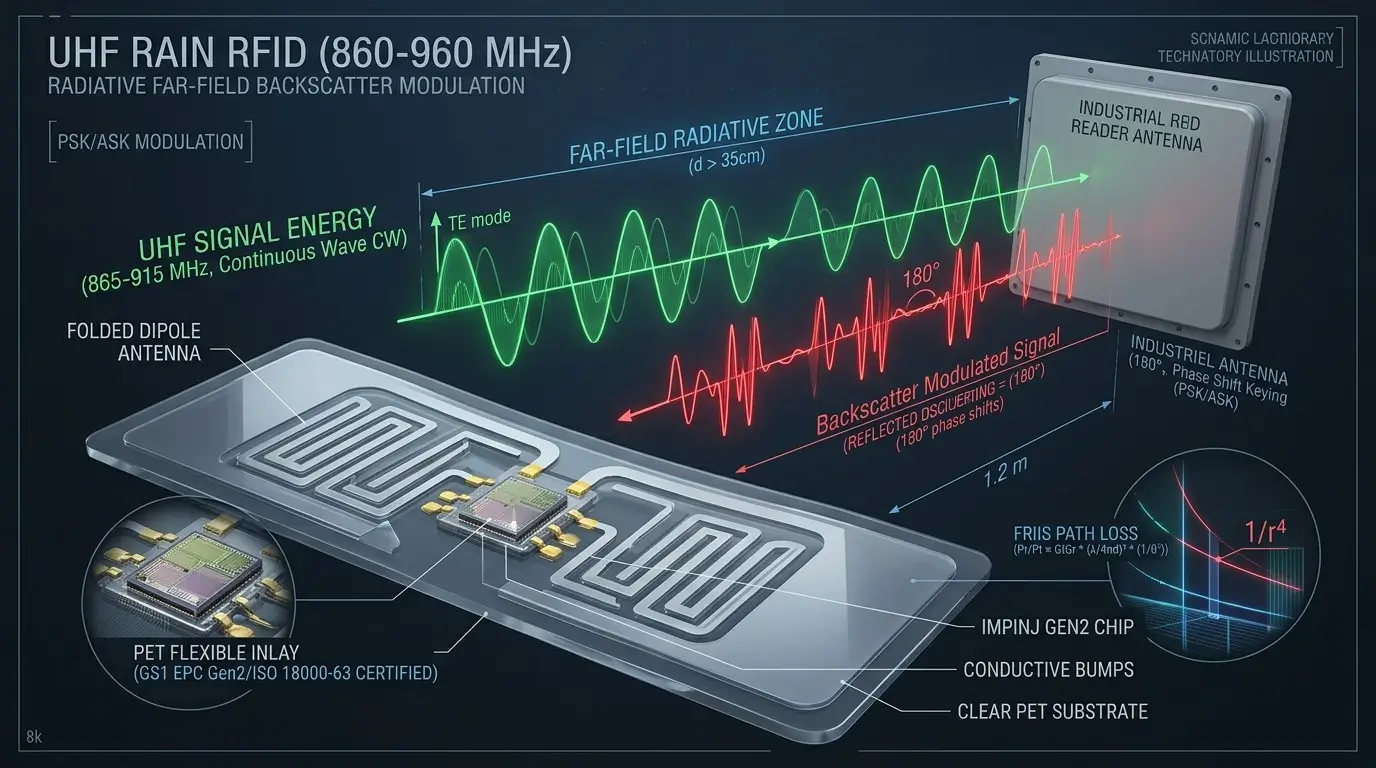 UHF rain RFID far field backscatter dipole inlay technology