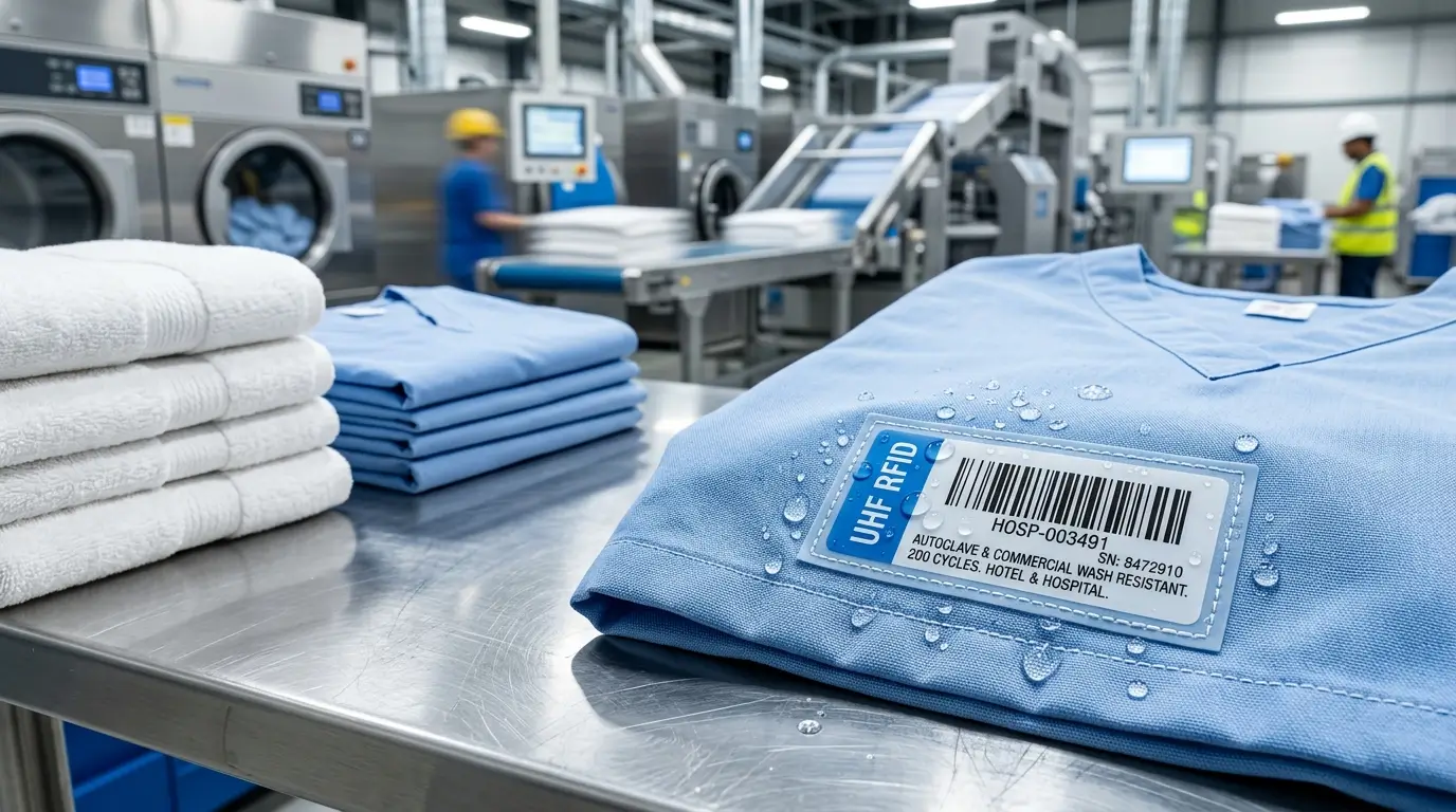 NXP U8 Washable Polyester UHF RFID Laundry Tag 70x15mm - Live Demonstration thumbnail
