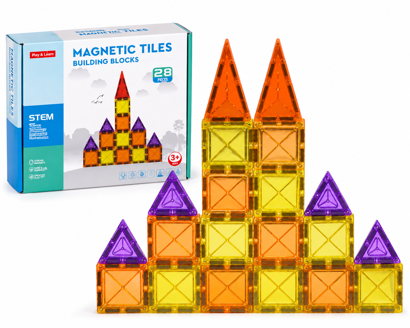 Magnetic Building Tiles – Creative Construction Set With 28 Pcs