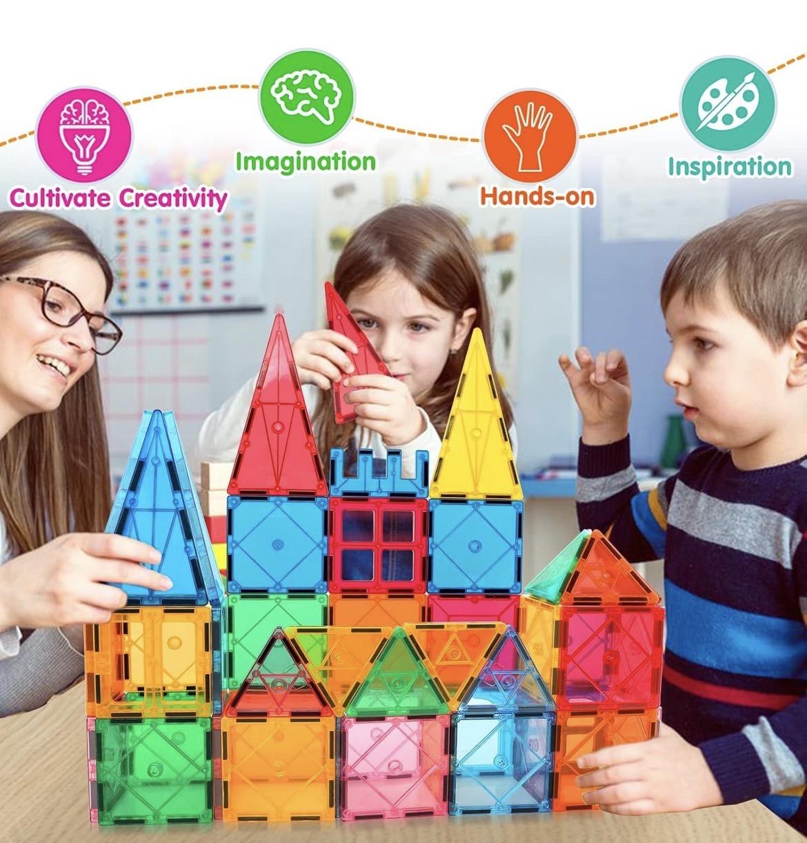 Magnetic Building Tiles – Creative Construction Set With 28 Pcs view 4