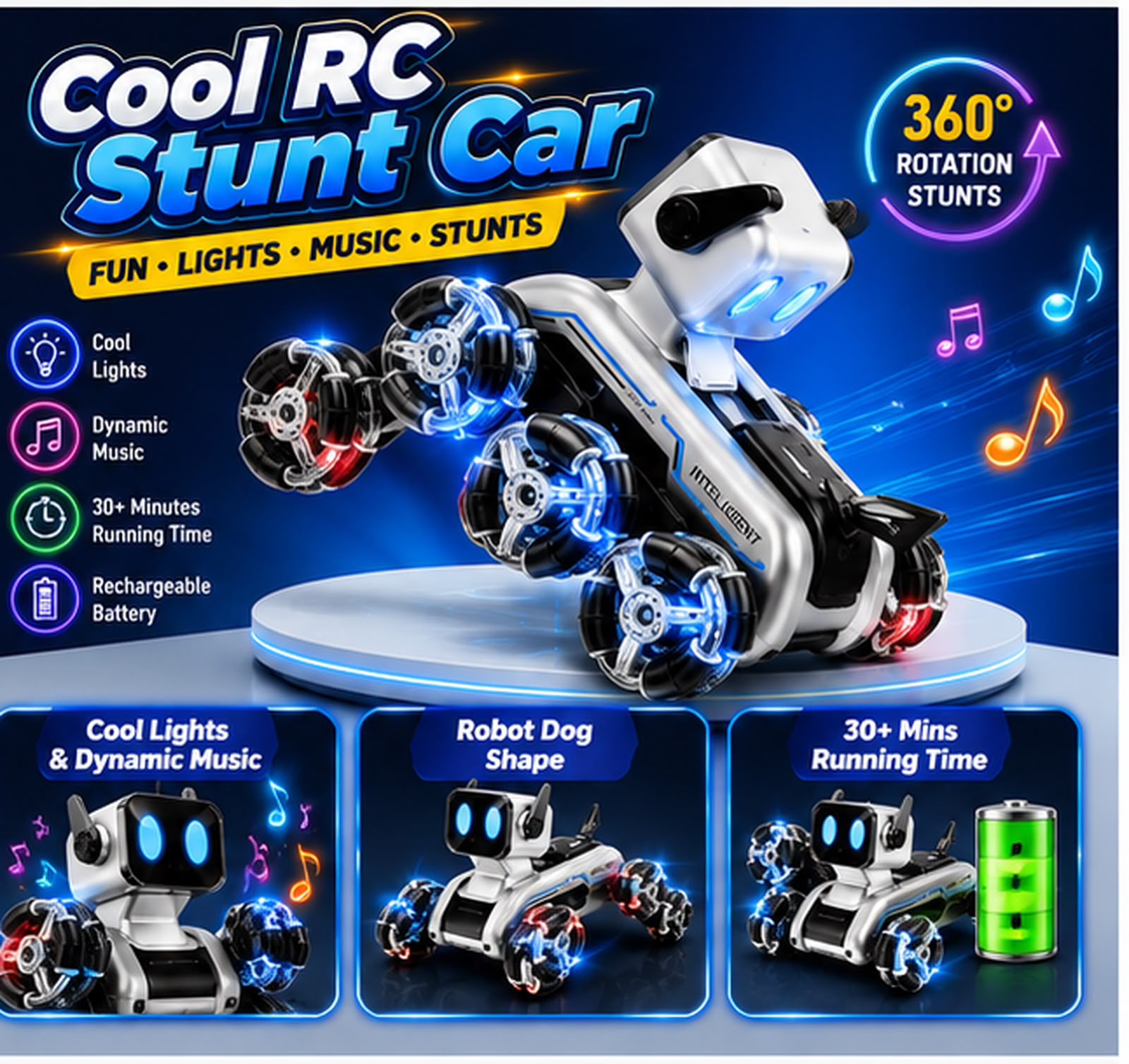 Stunt 8-Wheel RC Robot Dog – Smart Interactive RC Toy view 2