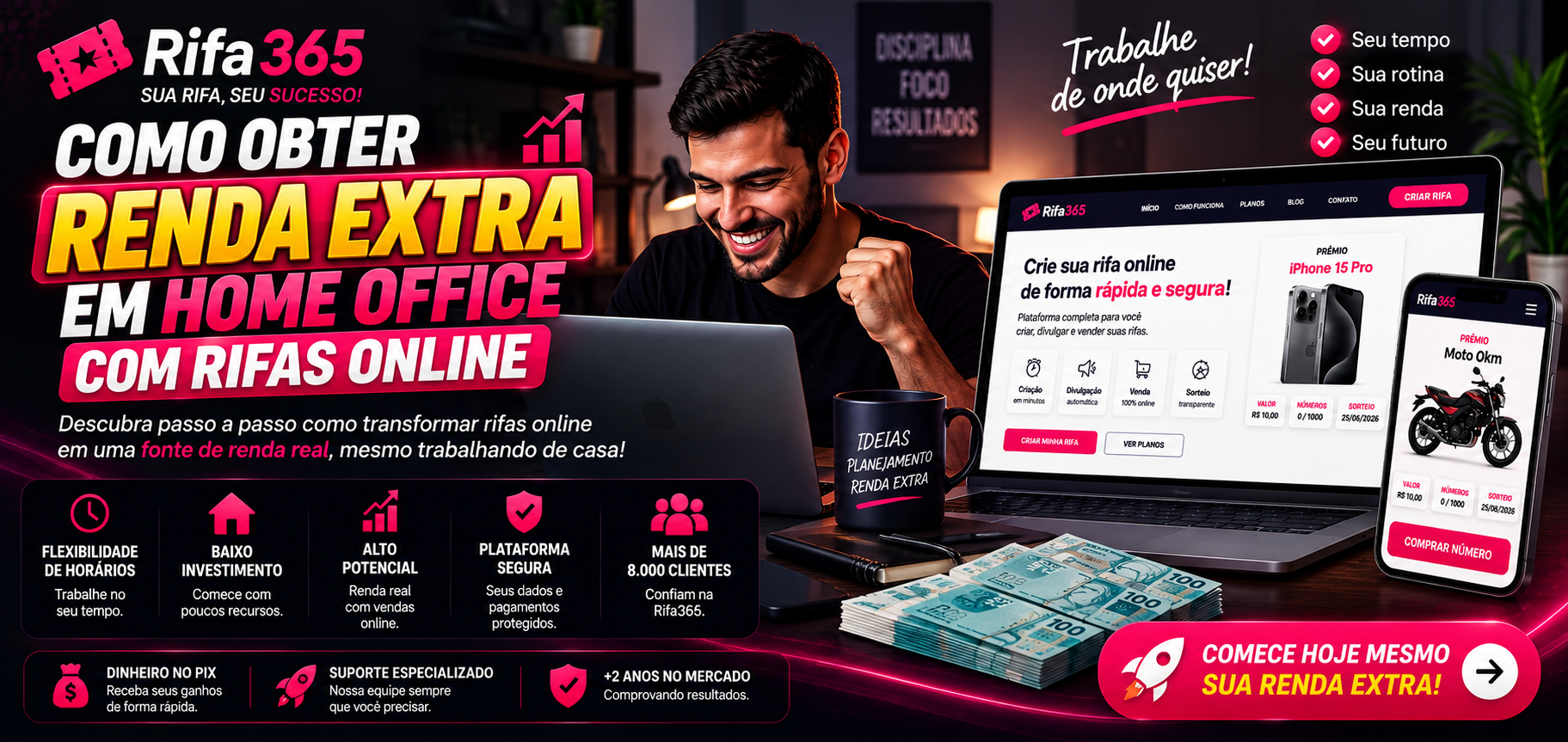 Como obter renda extra em home office com rifas online