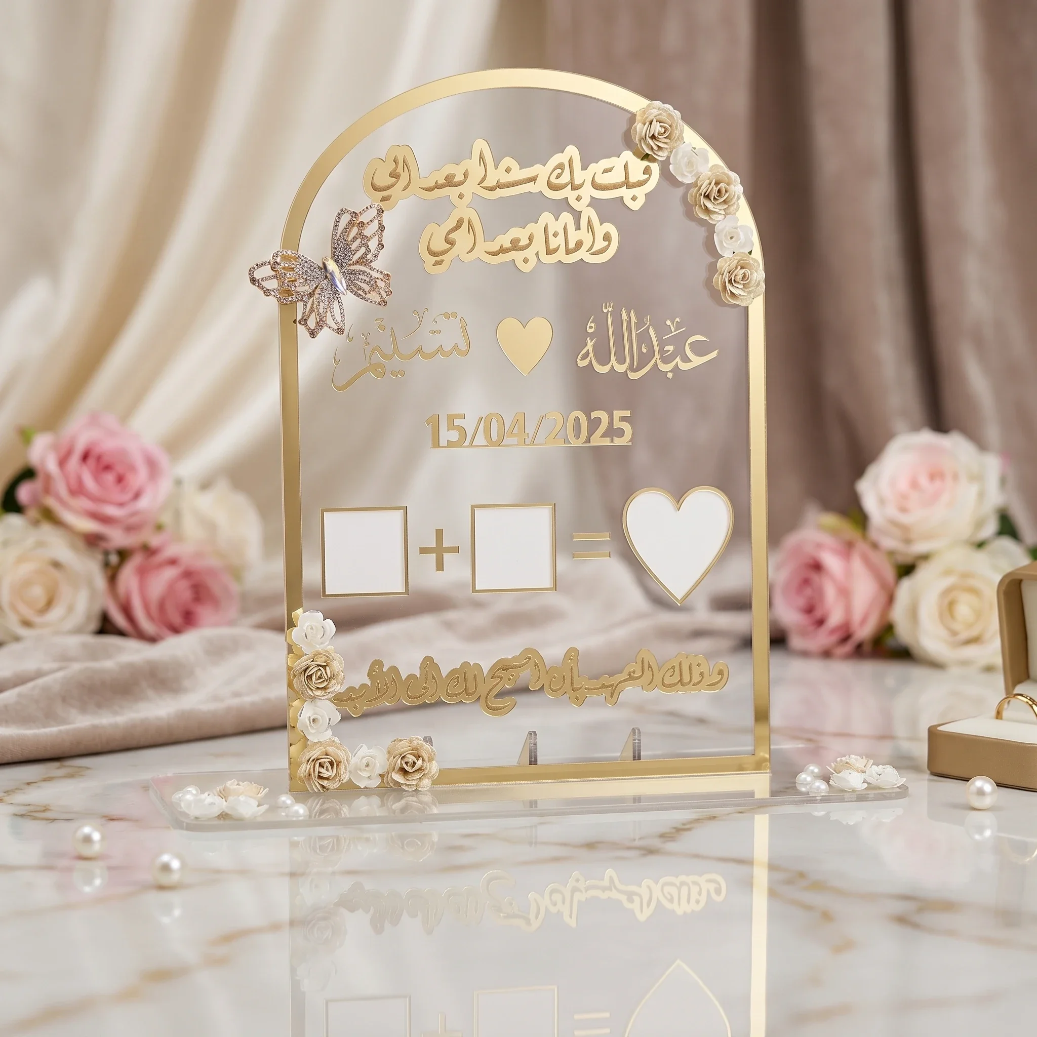 ستاند شفاف وذهبي-فضي
