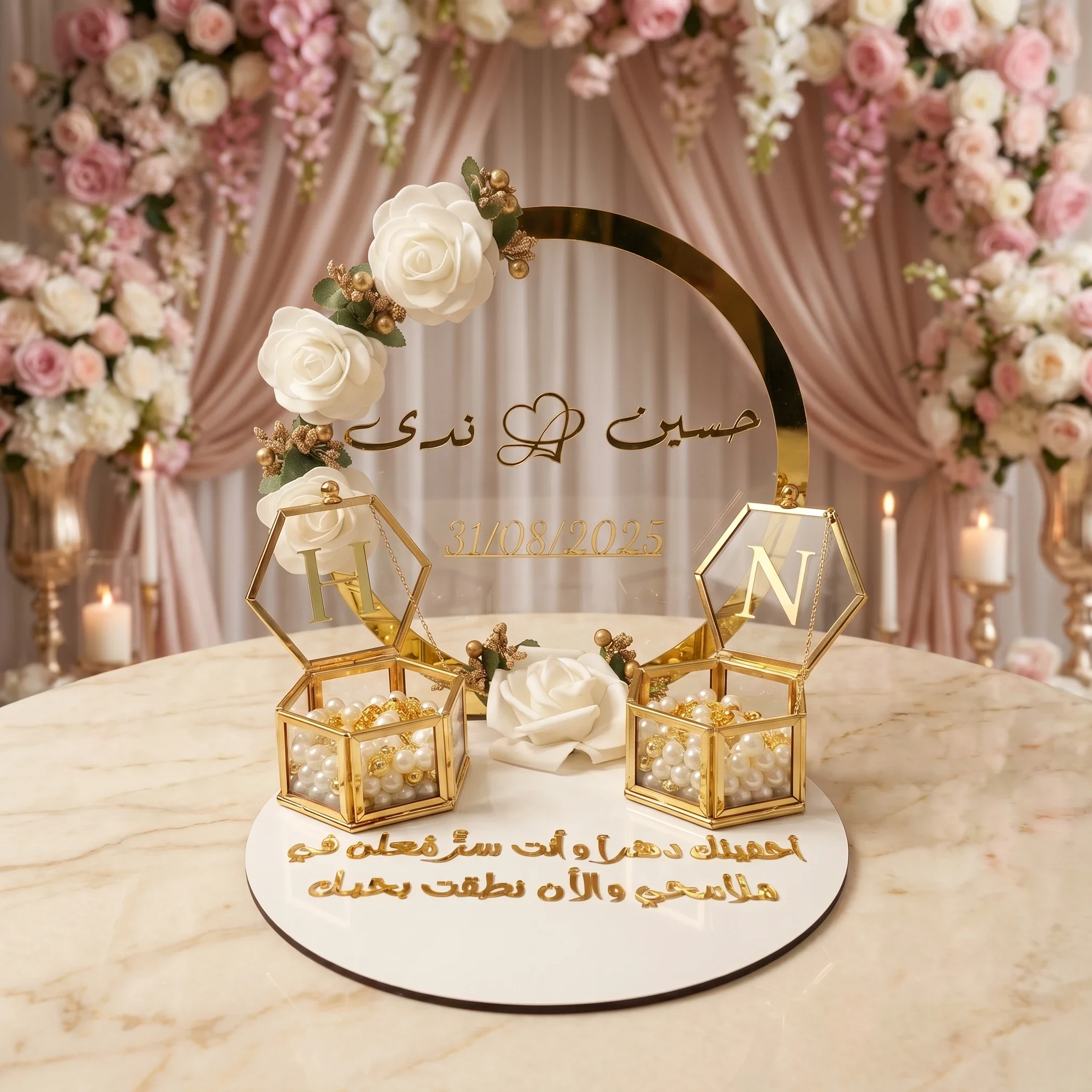ستاند قاعدة خشب وواجهة بلكسي مع  علب خواتم