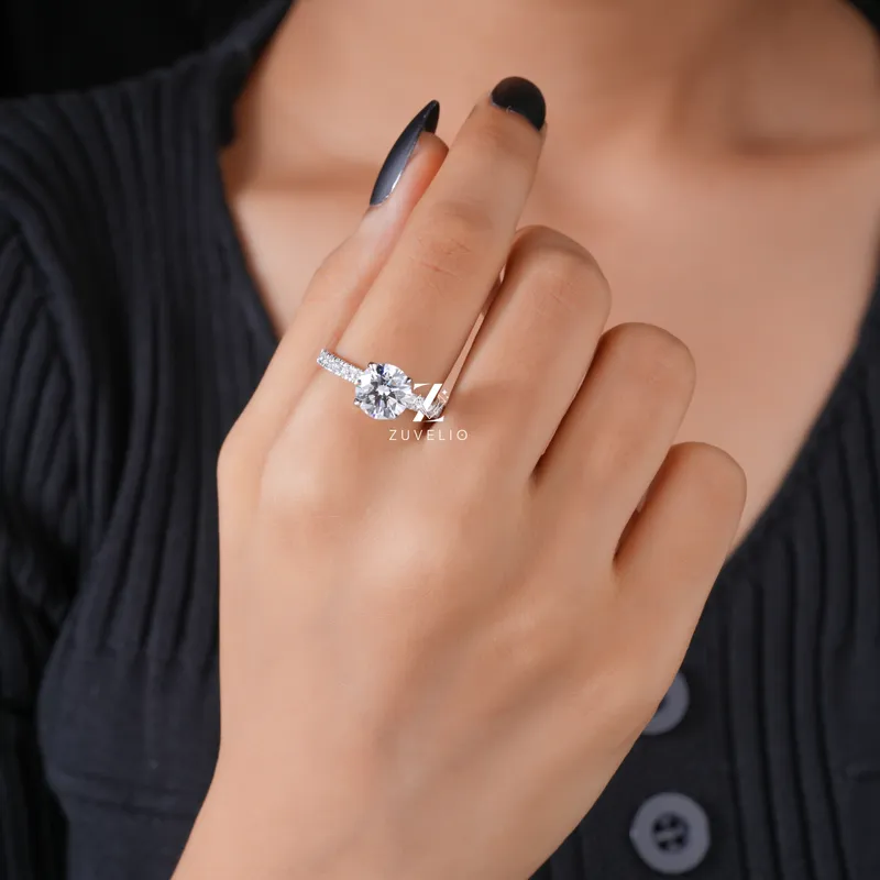 round cut engagement ring in platinum