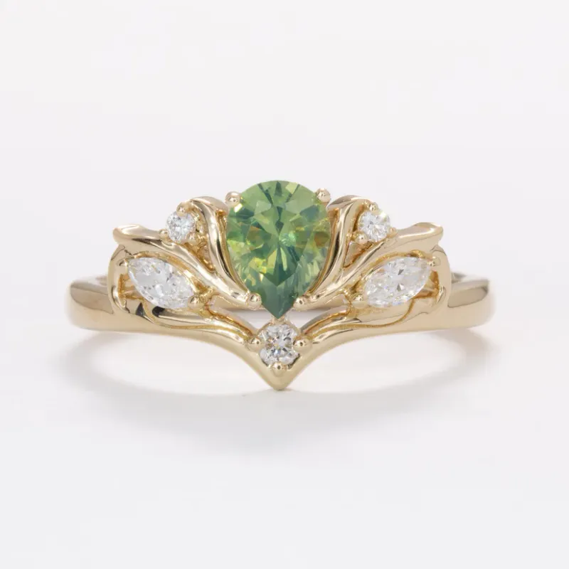 sapphire pear cut engagement ring