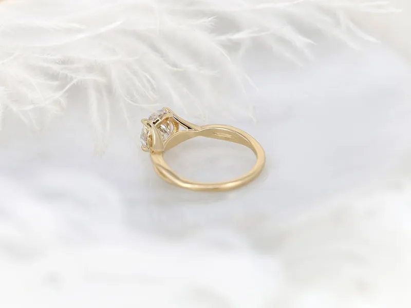 2ct Elodie 8mm 14kt Gold Moissanite Diamond Crossover Hidden Halo Ring vy 5