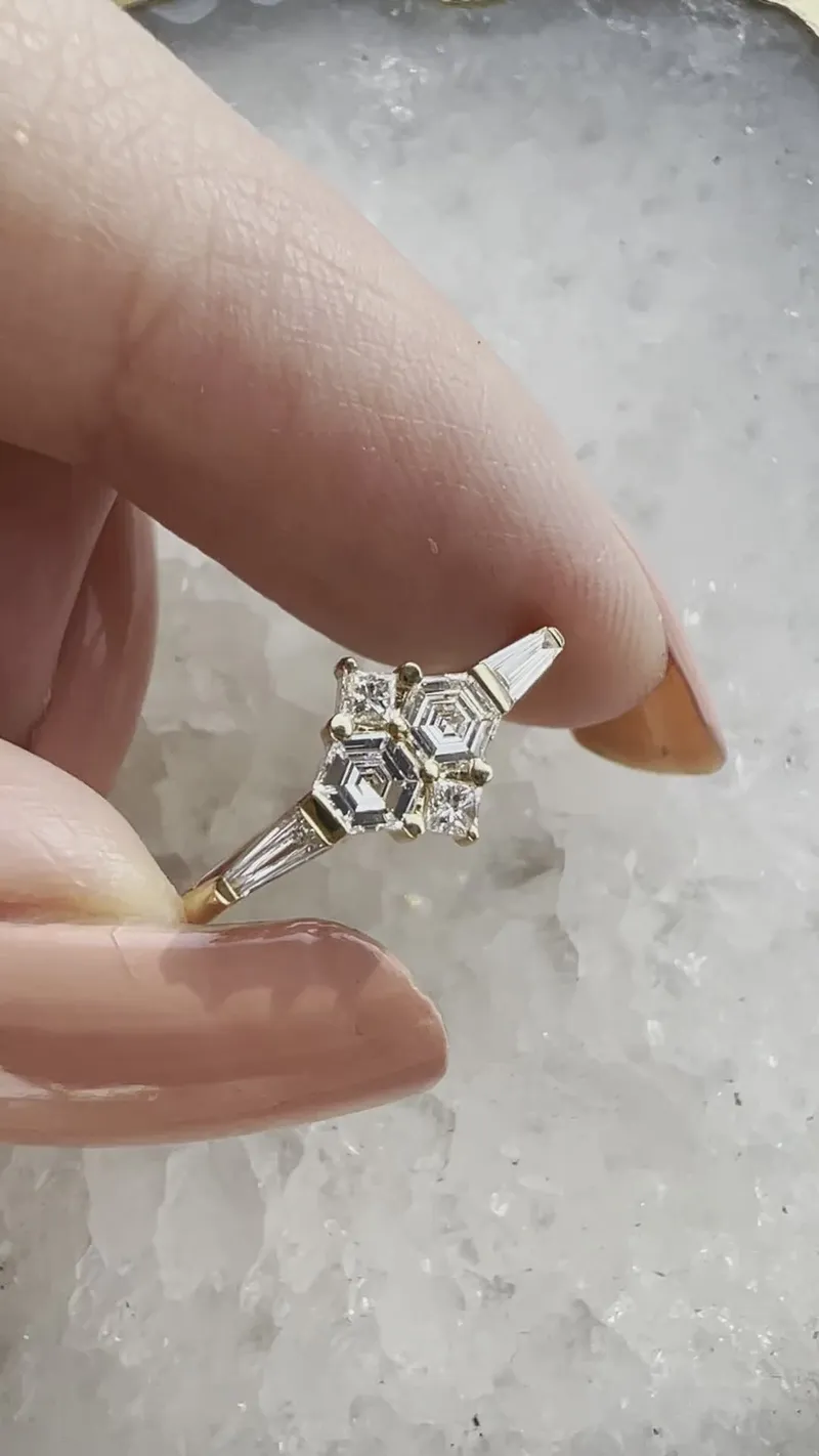 IVY ART DECO DIAMOND CLUSTER RING view 9