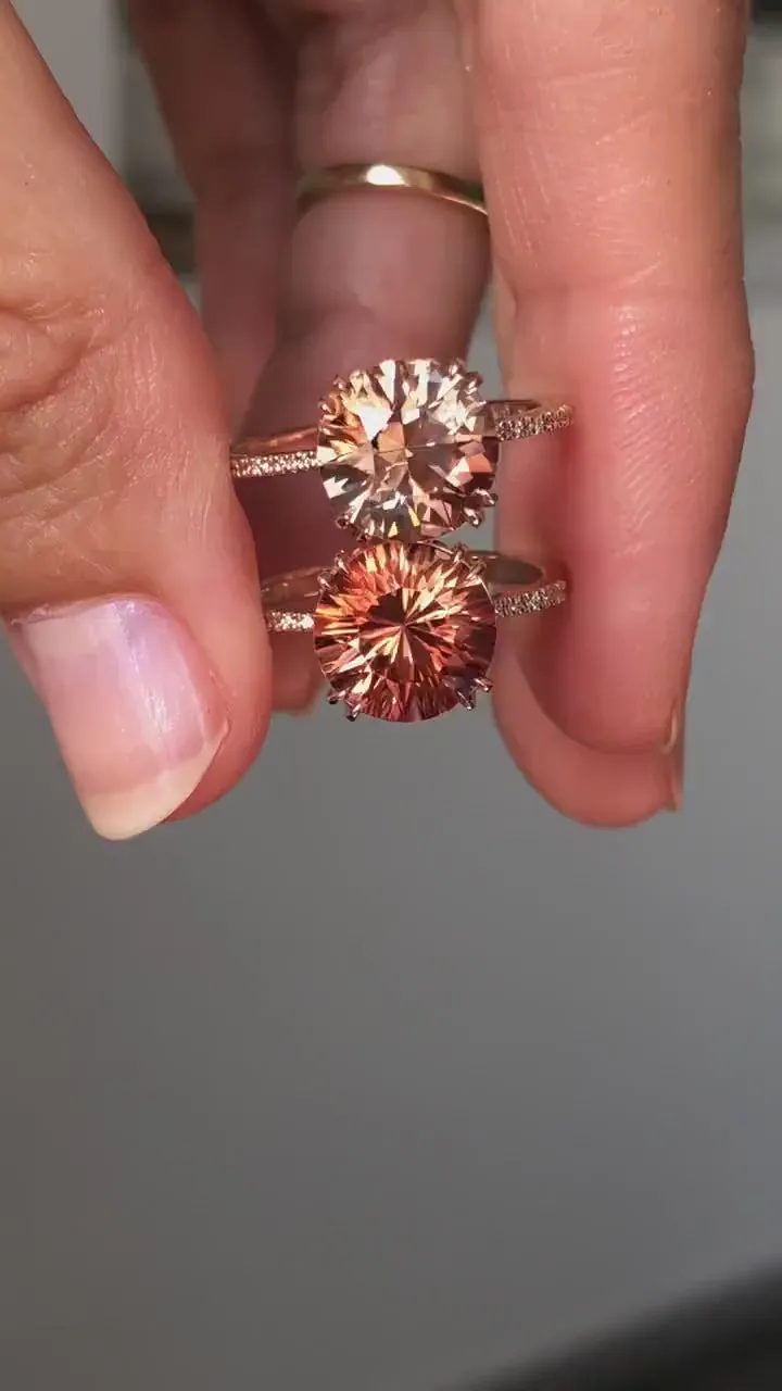HAILEY OREGON SUNSTONE RING WITH PAVE DIAMOND BAND vy 17