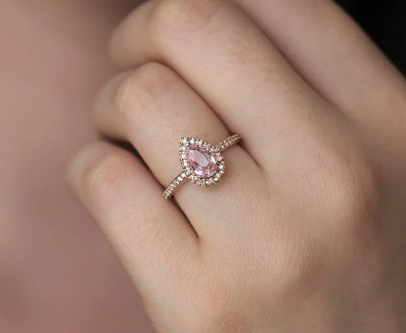 ANDIE PEAR SAPPHIRE DIAMOND RING vy 10