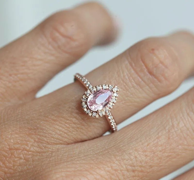 ANDIE PEAR SAPPHIRE DIAMOND RING vy 12