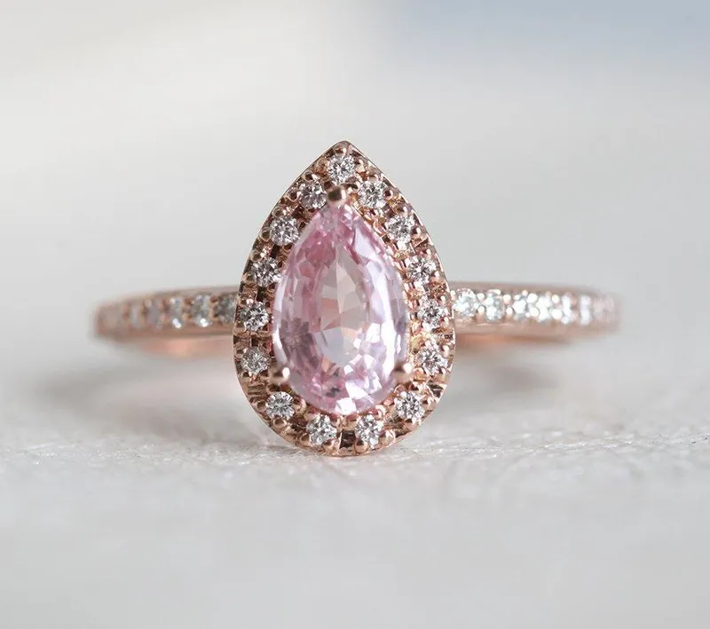 ANDIE PEAR SAPPHIRE DIAMOND RING vy 14