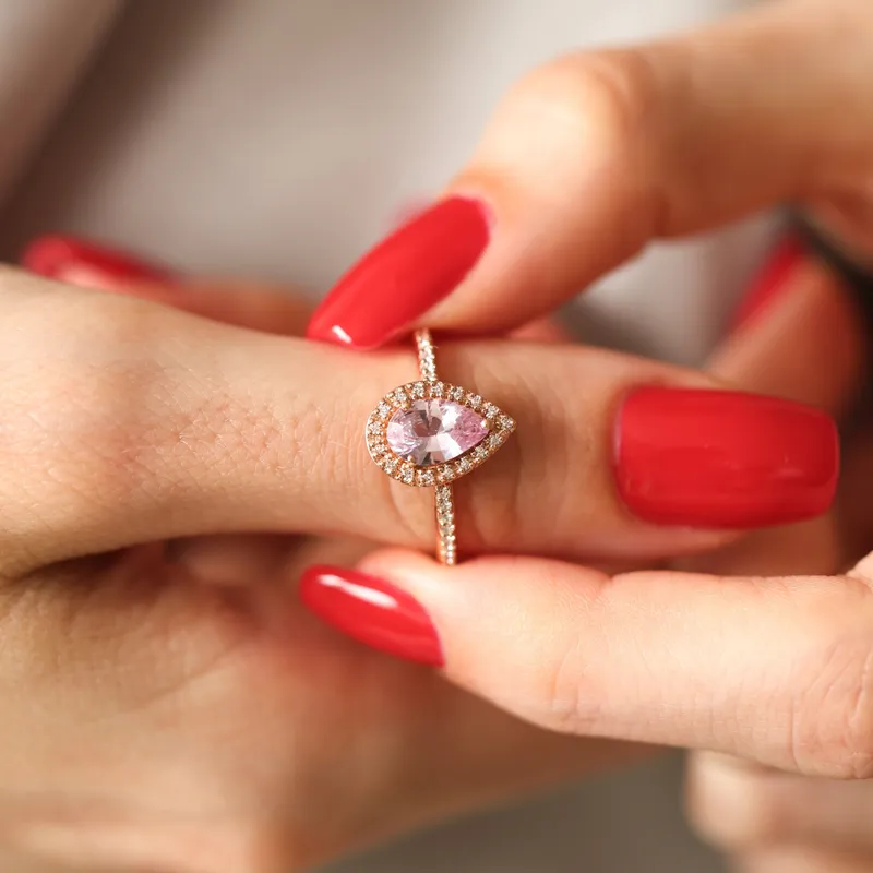 ANDIE PEAR SAPPHIRE DIAMOND RING vy 2