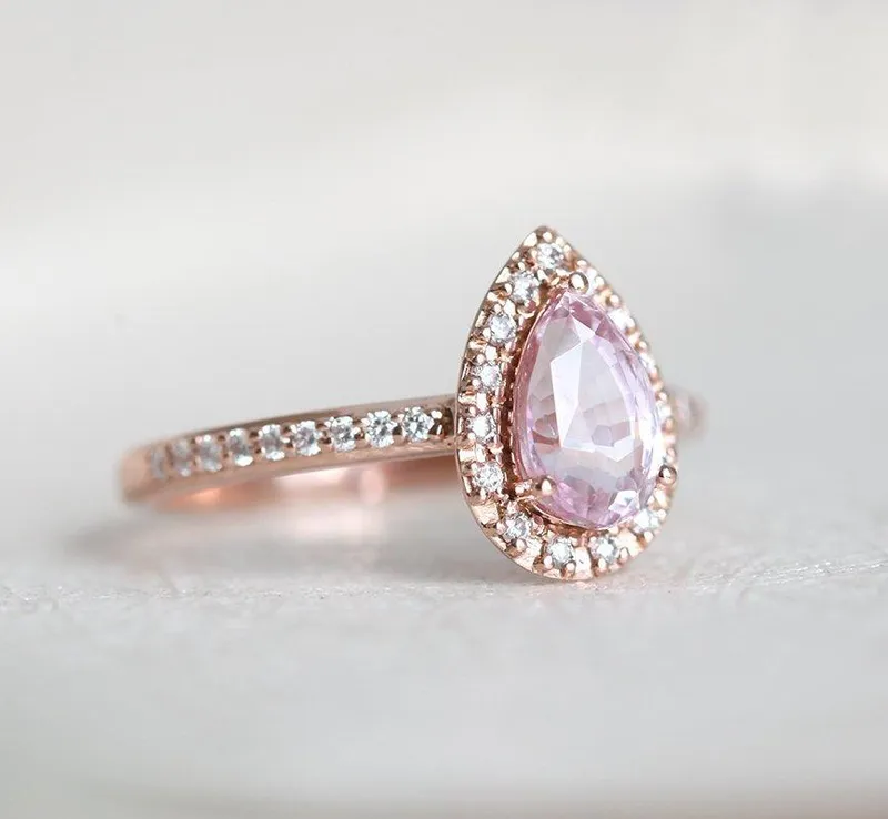 ANDIE PEAR SAPPHIRE DIAMOND RING vy 7