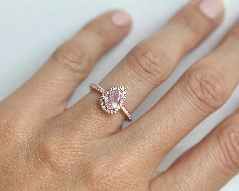 ANDIE PEAR SAPPHIRE DIAMOND RING vy 8