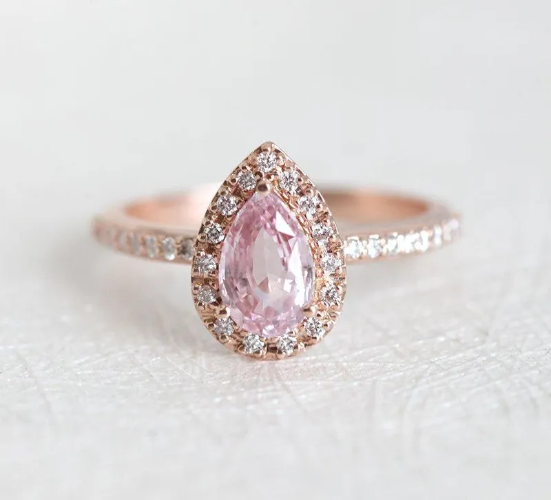 ANDIE PEAR SAPPHIRE DIAMOND RING vy 9