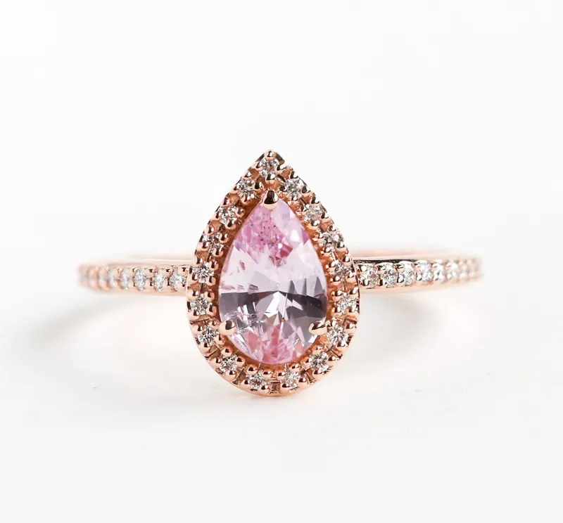 ANDIE PEAR SAPPHIRE DIAMOND RING pink pear cut engagement ring