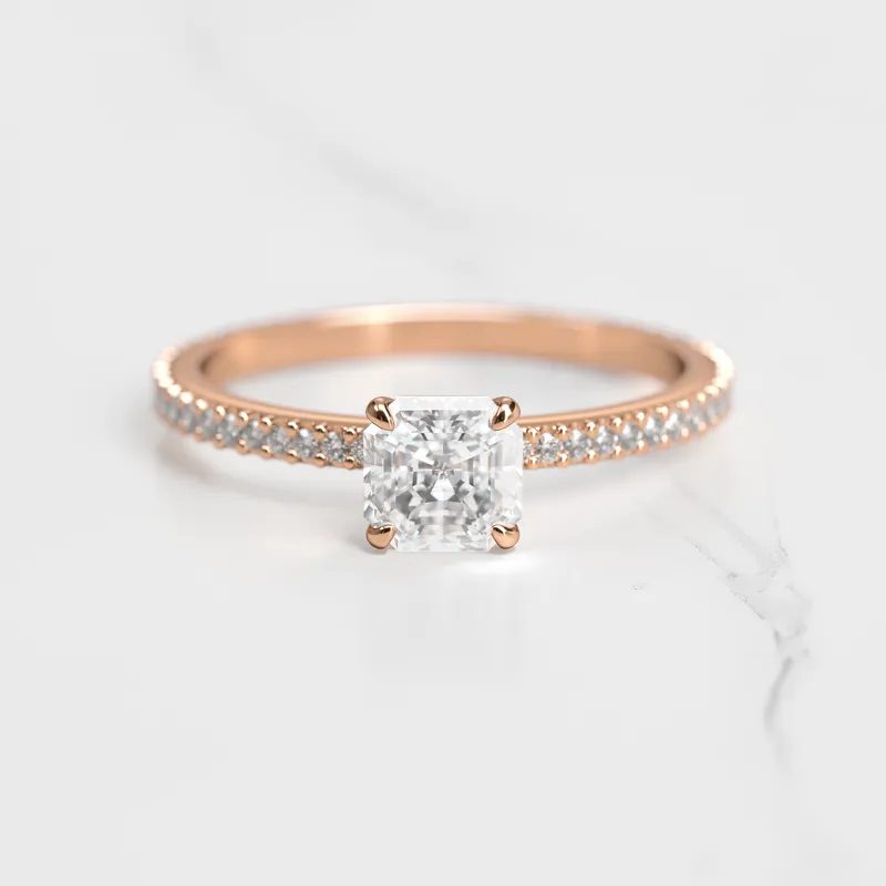 ASSCHER FULL PAVE TAPERED DIAMOND RING view 2
