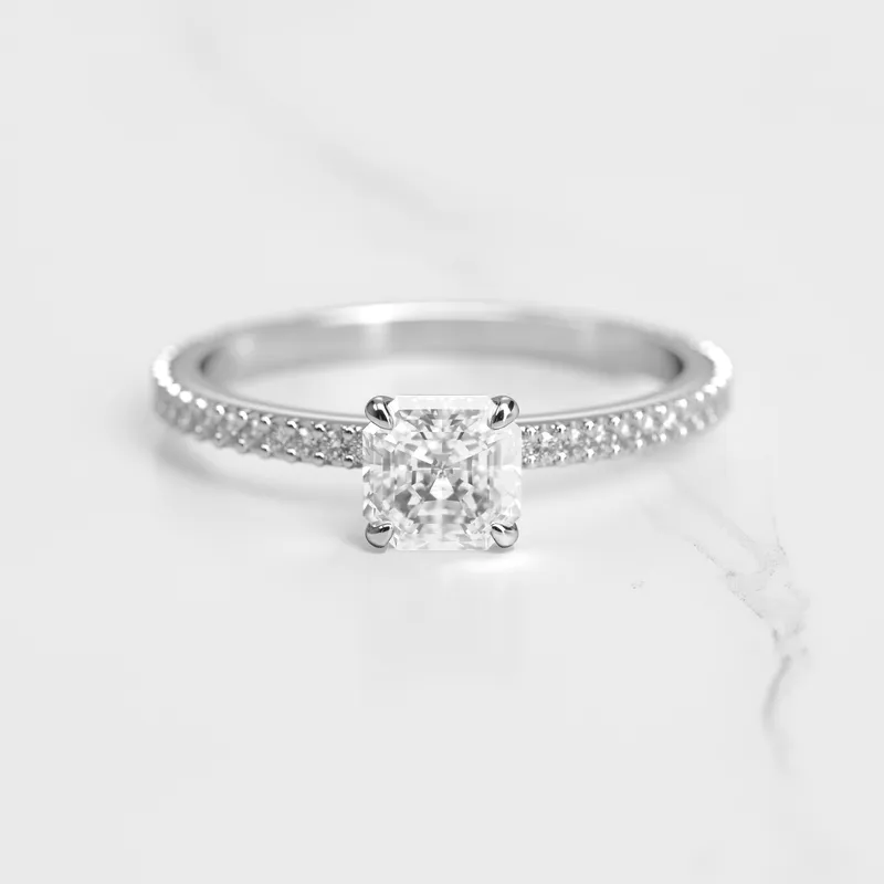 ASSCHER FULL PAVE TAPERED DIAMOND RING view 3