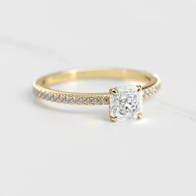ASSCHER FULL PAVE TAPERED DIAMOND RING view 4