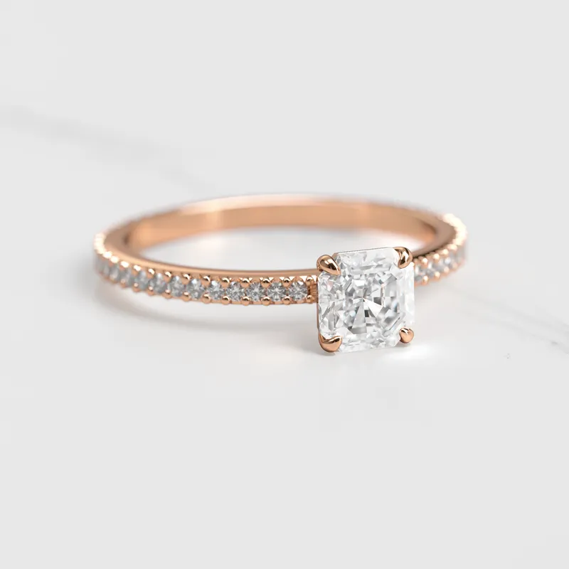 ASSCHER FULL PAVE TAPERED DIAMOND RING view 5