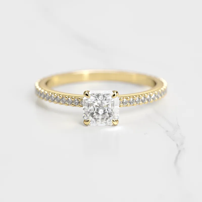 ASSCHER FULL PAVE TAPERED DIAMOND RING engagement ring