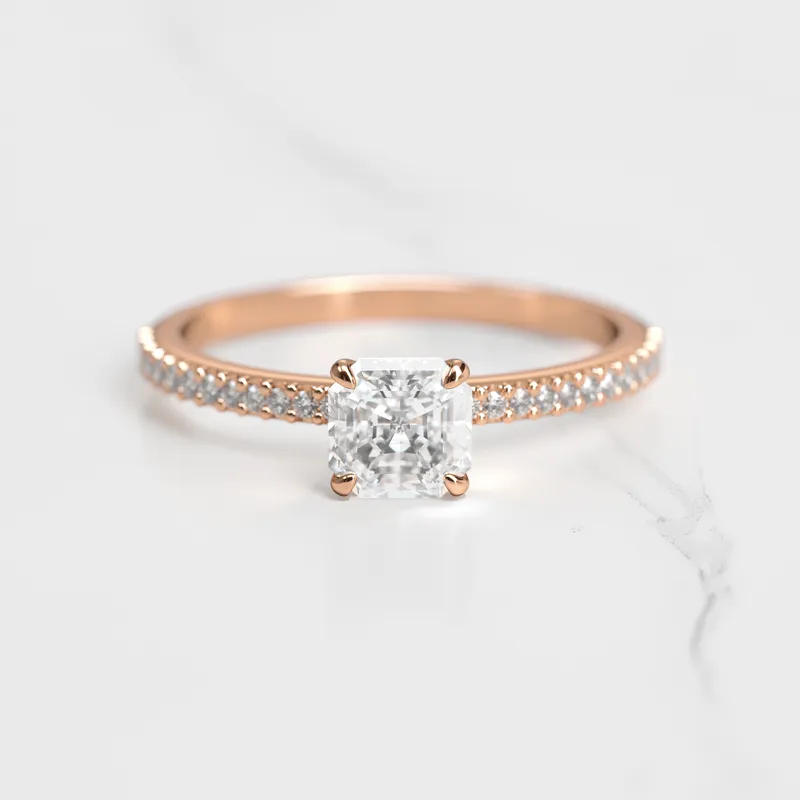 ASSCHER HALF PAVE DIAMOND RING view 2