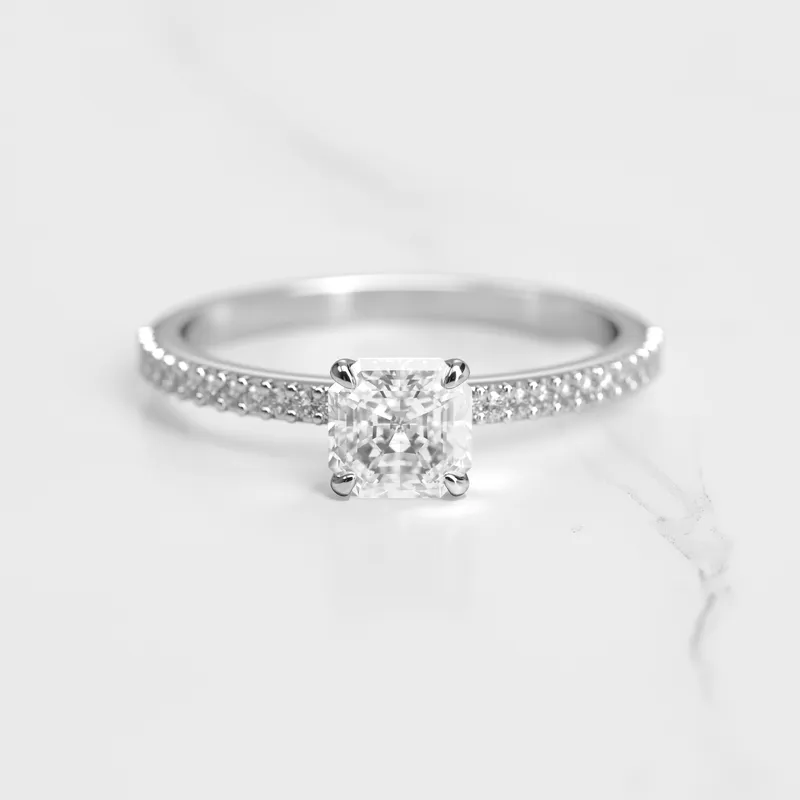 ASSCHER HALF PAVE DIAMOND RING view 3