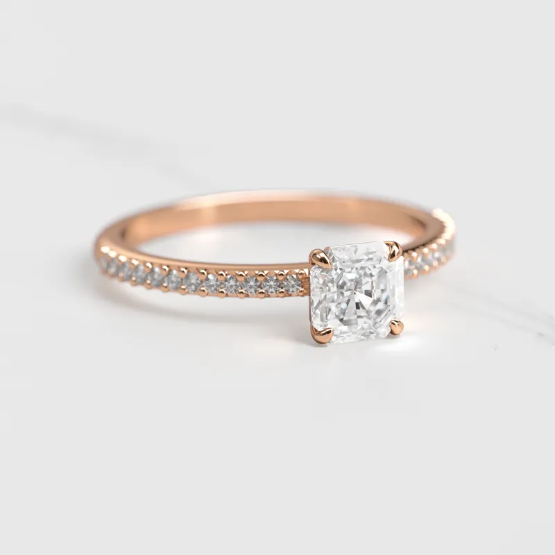 ASSCHER HALF PAVE DIAMOND RING view 5