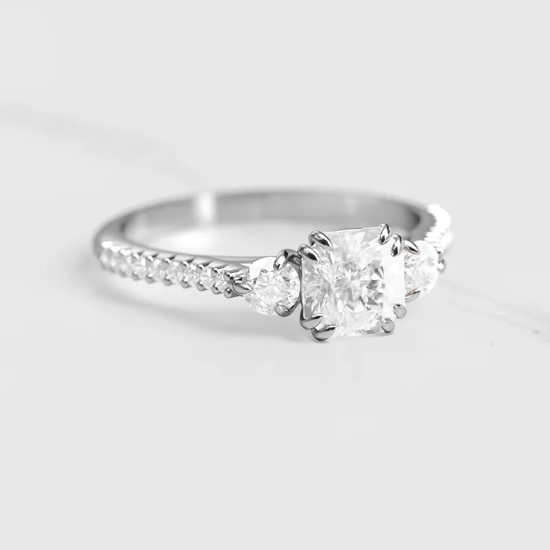 ASSCHER HALF PAVE DIAMOND RING WITH ACCENT STONES vy 3