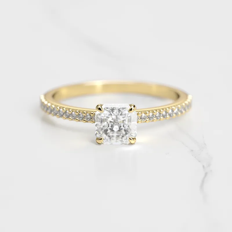 ASSCHER HALF PAVE DIAMOND RING engagement ring