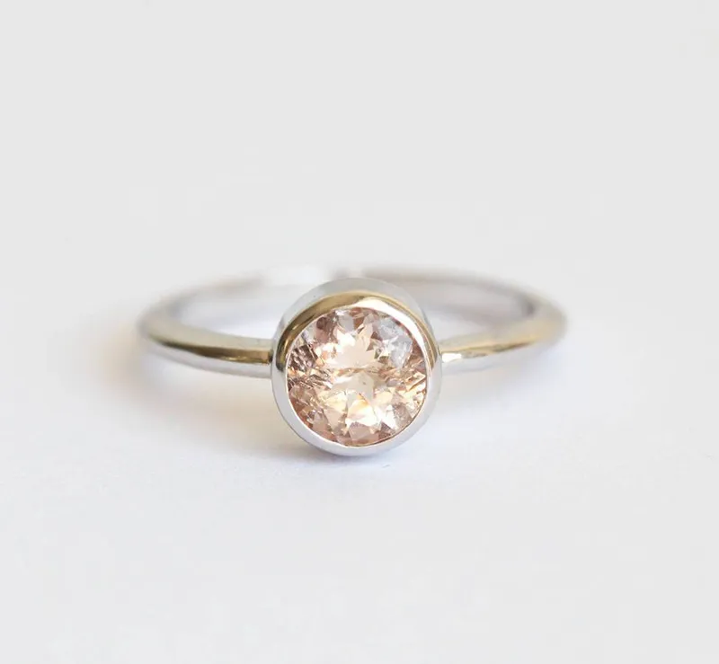 Adele Round Morganite Ring peach round cut engagement ring