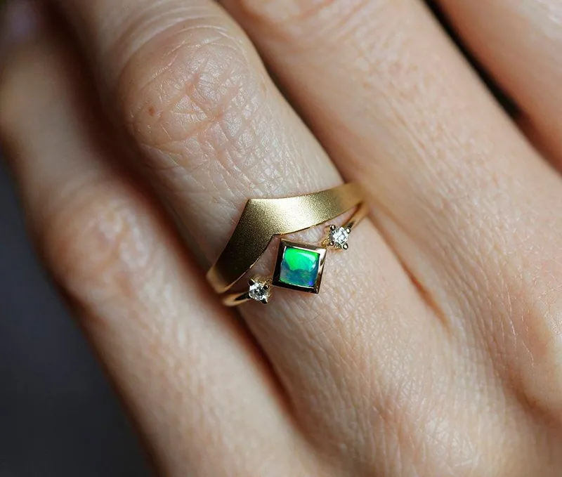 Adora Square Opal Ring view 10