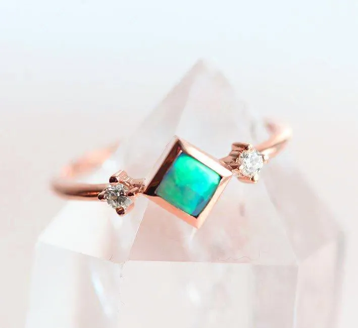 Adora Square Opal Ring view 11