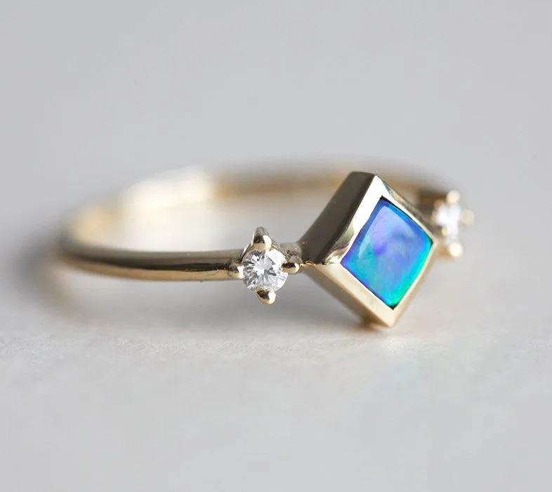 Adora Square Opal Ring view 2