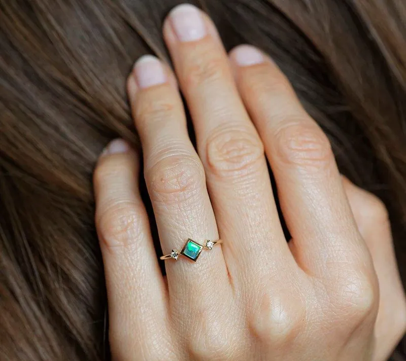 Adora Square Opal Ring view 3