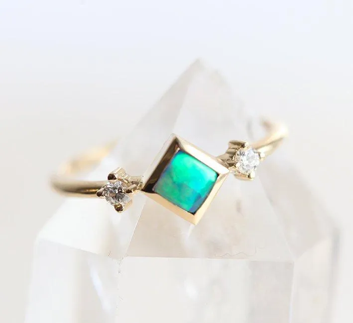 Adora Square Opal Ring view 4