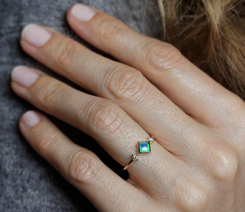 Adora Square Opal Ring view 5