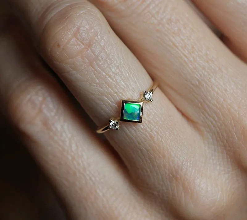 Adora Square Opal Ring view 6