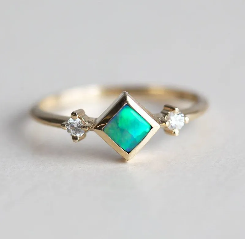 Adora Square Opal Ring view 7