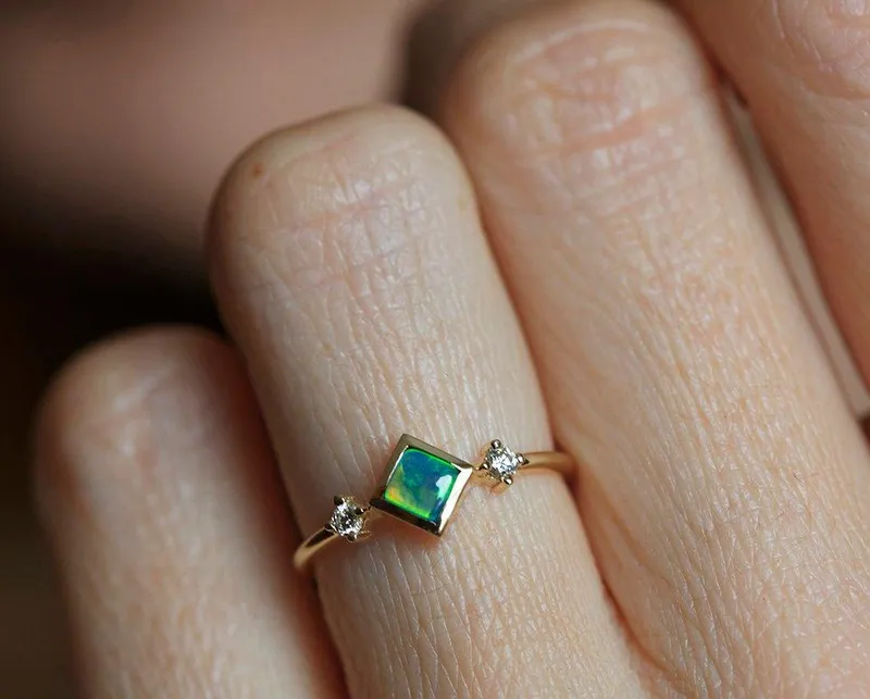 Adora Square Opal Ring view 8