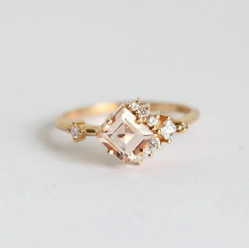 AIMEE PRINCESS CUT MORGANITE RING view 11
