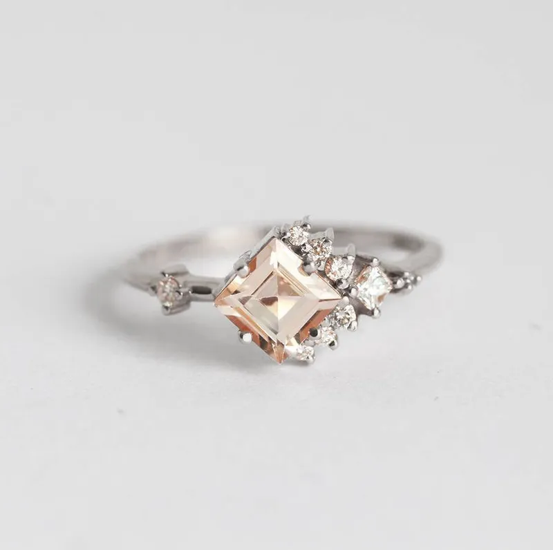AIMEE PRINCESS CUT MORGANITE RING view 12